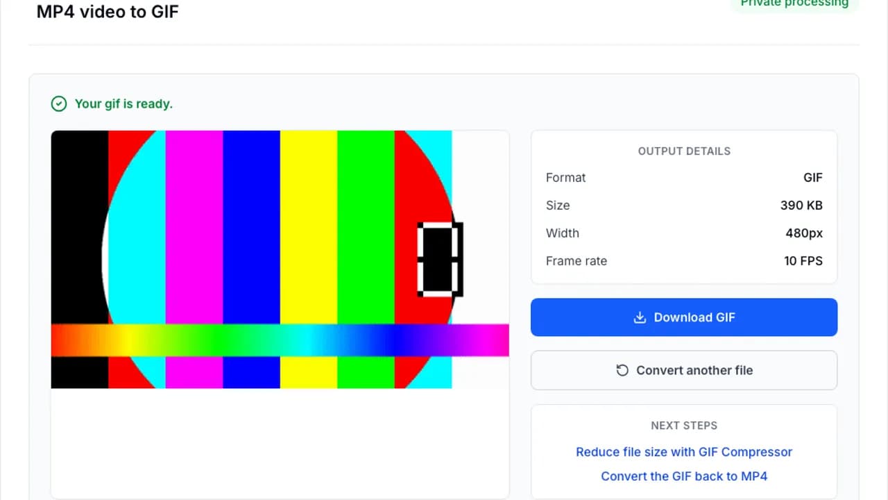 Step 3: Preview the finished GIF and download it to your device.
